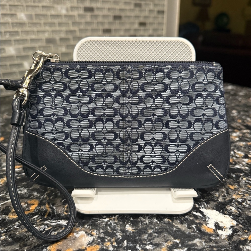 COACH Navy Mini C Wristlet